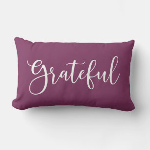 Autumn White Script Grateful Lumbar Pillow