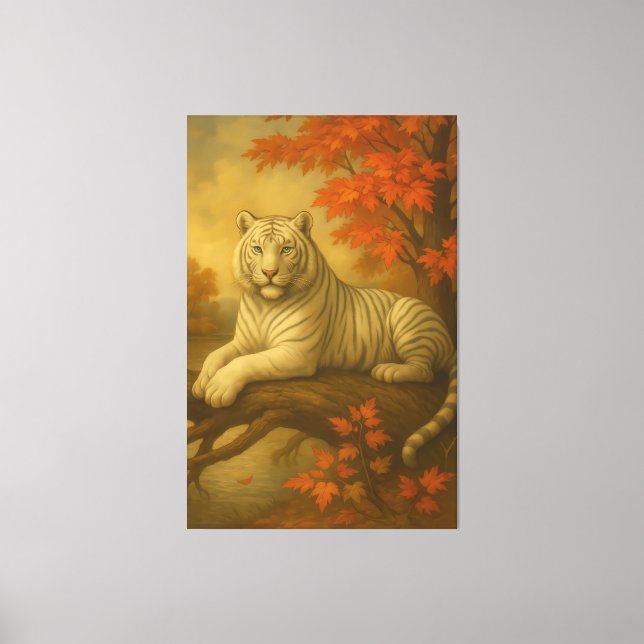 Autumn White Tiger – Fine Art Canvas Print (Front)