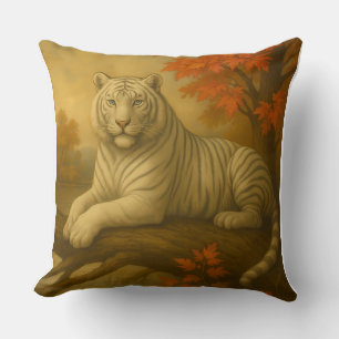 Autumn White Tiger – Fine Art Canvas Throw Pillow