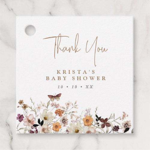 Autumn Wild flowers Baby In Bloom Baby Shower Favor Tags