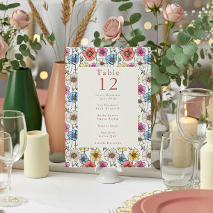 Autumn wild flowers table number place card