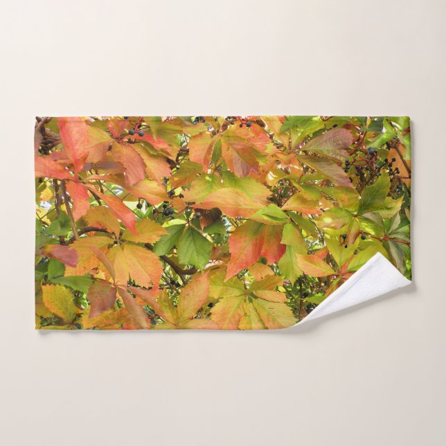 Autumn wild grapevine leaves hand towel  (Hand Towel)