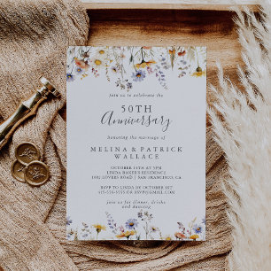 Autumn Wildflower 50th Wedding Anniversary Invitation