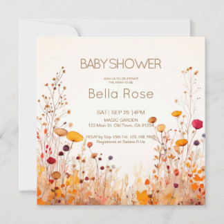 Autumn Wildflower Baby Shower Invitation