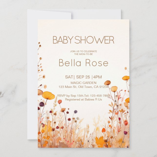 Autumn Wildflower Baby Shower Invitation (Front)