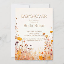 Autumn Wildflower Baby Shower Invitation
