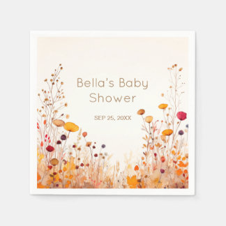 Autumn Wildflower Baby Shower Invitation Napkins