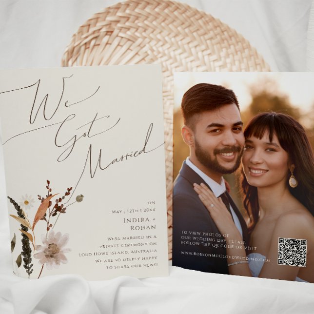 Autumn Wildflower | Beige Elopement Announcement (Creator Uploaded)