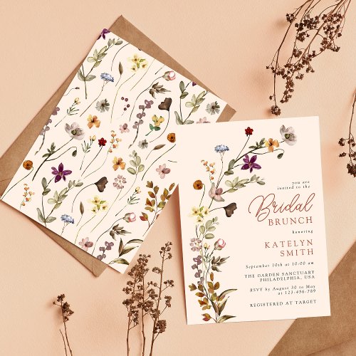 Autumn Wildflower Boho Garden Floral Bridal Brunch Invitation