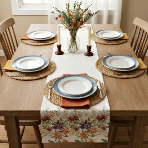 Autumn wildflower border short table runner