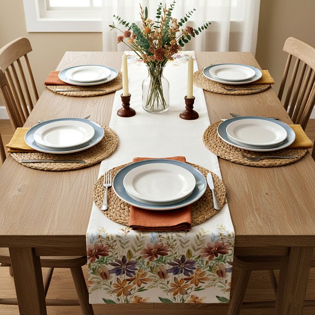 Autumn wildflower border short table runner (Creator Uploaded)