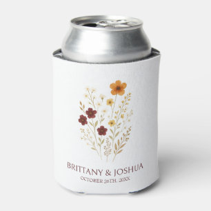 Autumn Wildflower Elegant Boho Wedding Can Cooler