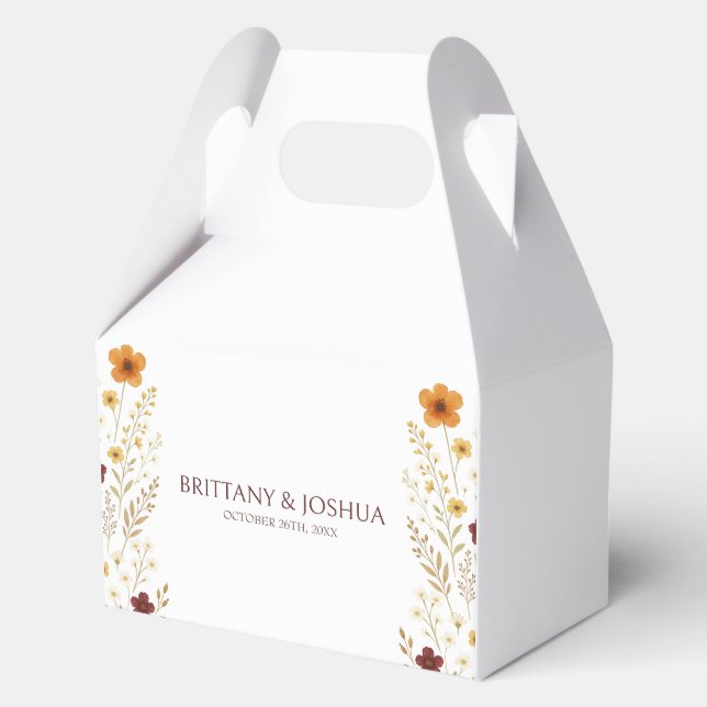 Autumn Wildflower Elegant Boho Wedding  Favor Boxes (Front)