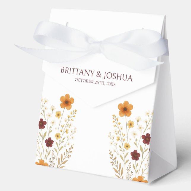 Autumn Wildflower Elegant Boho Wedding  Favor Boxes (Front)