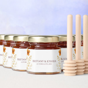 Autumn Wildflower Elegant Boho Wedding Honey Jar Favors