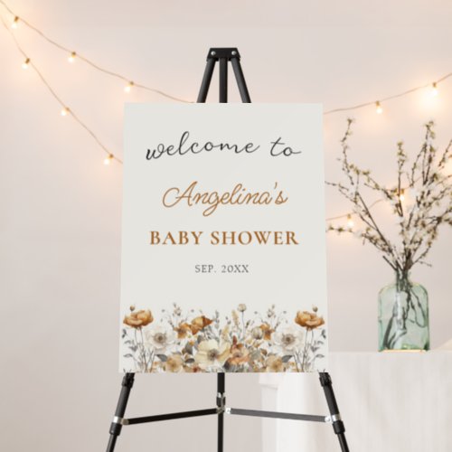 Autumn Wildflower Fall Baby Shower Welcome Sign