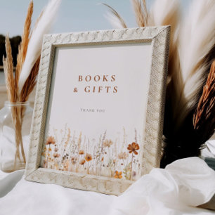 Autumn Wildflower Field Baby Shower Books Gifts Poster