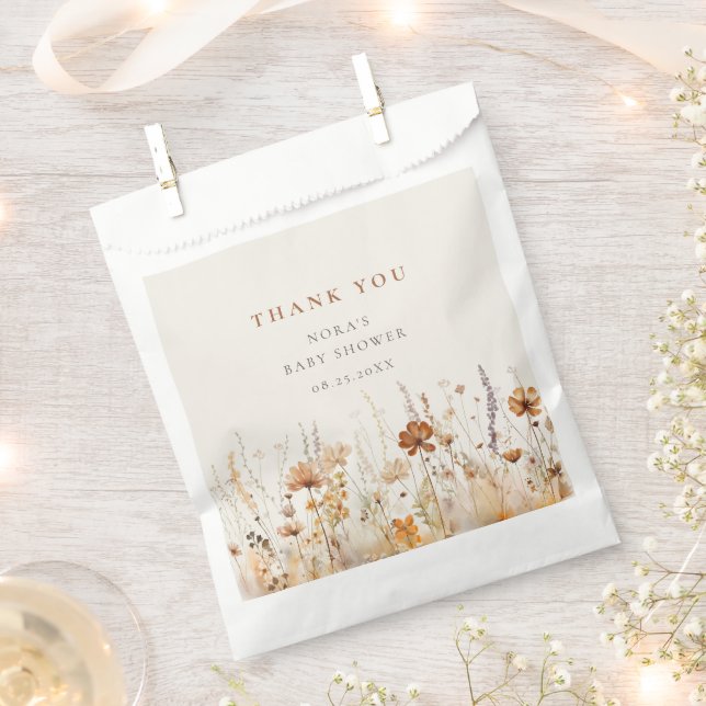 Autumn Wildflower Field Baby Shower Favor Bag (Clipped)