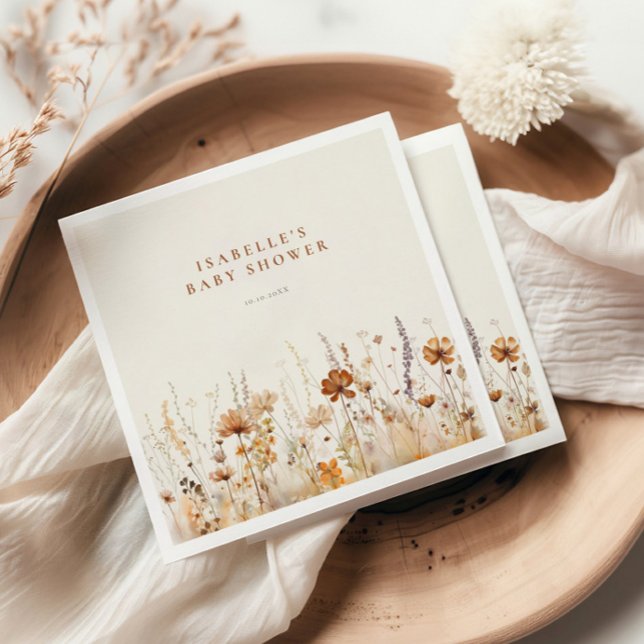 Autumn Wildflower Field Baby Shower Napkins (Creator Uploaded)
