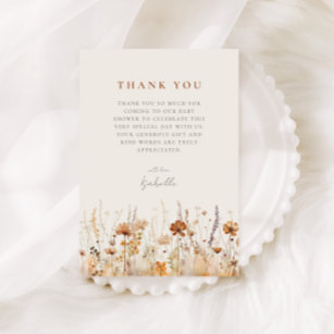 Autumn Wildflower Field Baby Shower Thank You Card