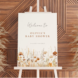 Autumn Wildflower Field Baby Shower Welcome Sign