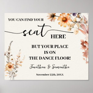 Autumn Wildflower Find Your Seat Wedding Reception Poster