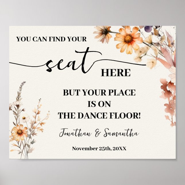Autumn Wildflower Find Your Seat Wedding Reception Poster (Front)