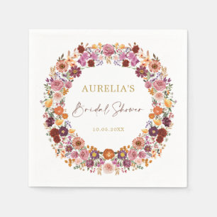 Autumn Wildflower Garden Wreath Bridal Shower Napkins
