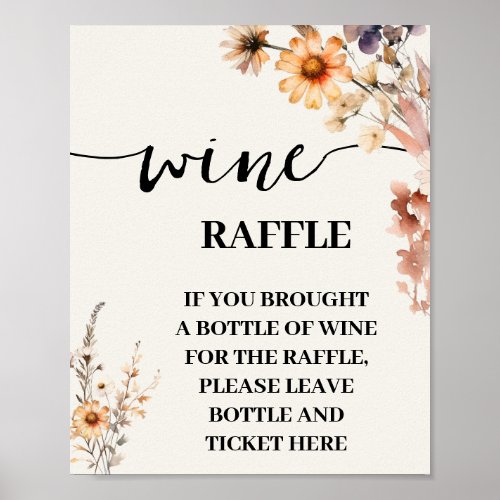 Autumn Wildflower Leave Wine Bottle Here Card Sign