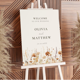Autumn Wildflower Meadow Wedding Welcome Sign