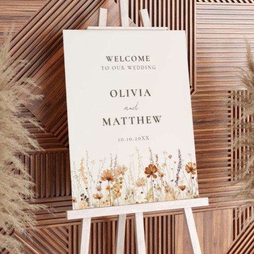 Autumn Wildflower Meadow Wedding Welcome Sign