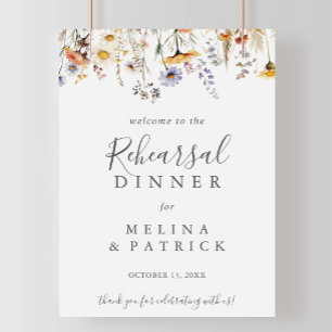 Autumn Wildflower Rehearsal Dinner Welcome Sign