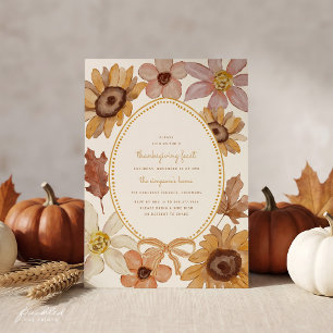 Autumn Wildflower Thanksgiving Dinner Invitation