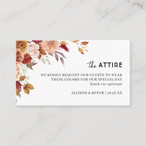 Autumn Wildflower Wedding Attire Dress Code Enclosure Card