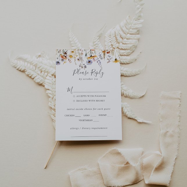 Autumn Wildflower Wedding Menu Choice RSVP (Creator Uploaded)