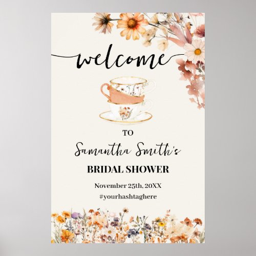 Autumn Wildflower Welcome Tea Bridal Shower Poster