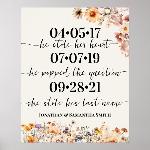 Autumn Wildflowers Best Day Wedding Date Yes Day Poster