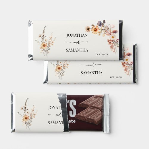 Autumn Wildflowers Boho Bridal Shower Wedding Hershey Bar Favors