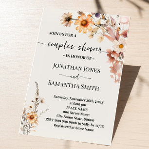 Autumn Wildflowers Boho Couples Wedding Shower Invitation