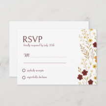Autumn Wildflowers Boho Wedding Response Card