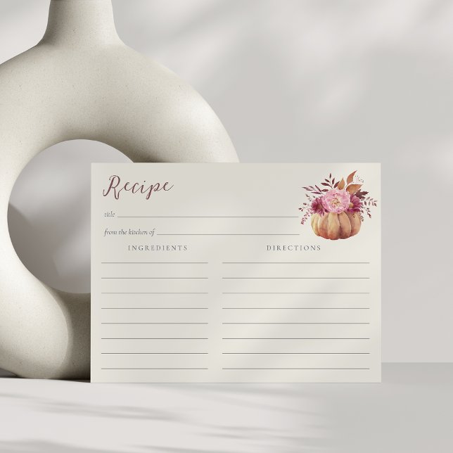 Autumn Wildflowers Bridal Shower Recipe Card (Creator Uploaded)