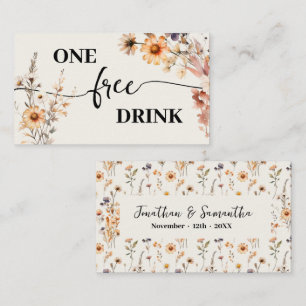 Autumn Wildflowers Free Drink Wedding Ticket Card