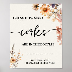 Autumn Wildflowers How Many Corks Shower Game Sign