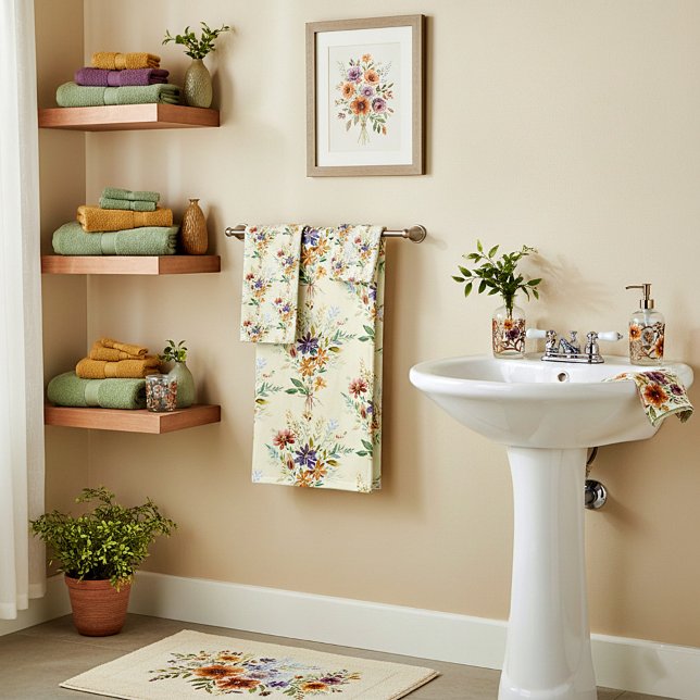 Autumn wildflowers pattern bath towel set (Creator Uploaded)