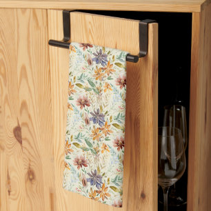 Autumn wildflowers pattern kitchen towel