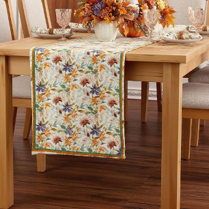 Autumn wildflowers pattern medium table runner