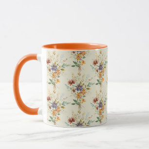 Autumn wildflowers pattern mug