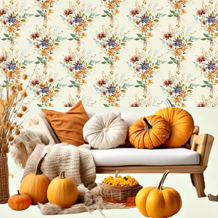 Autumn wildflowers pattern wallpaper