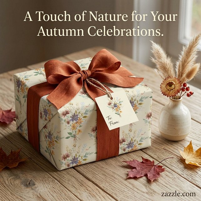 Autumn wildflowers pattern wrapping paper (Creator Uploaded)