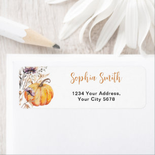 Autumn Wildflowers Pumpkin Baby Shower Label